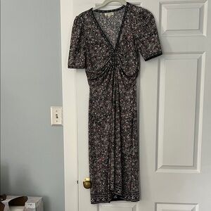 Max Studio Floral Print Midi Dress - Black and Red